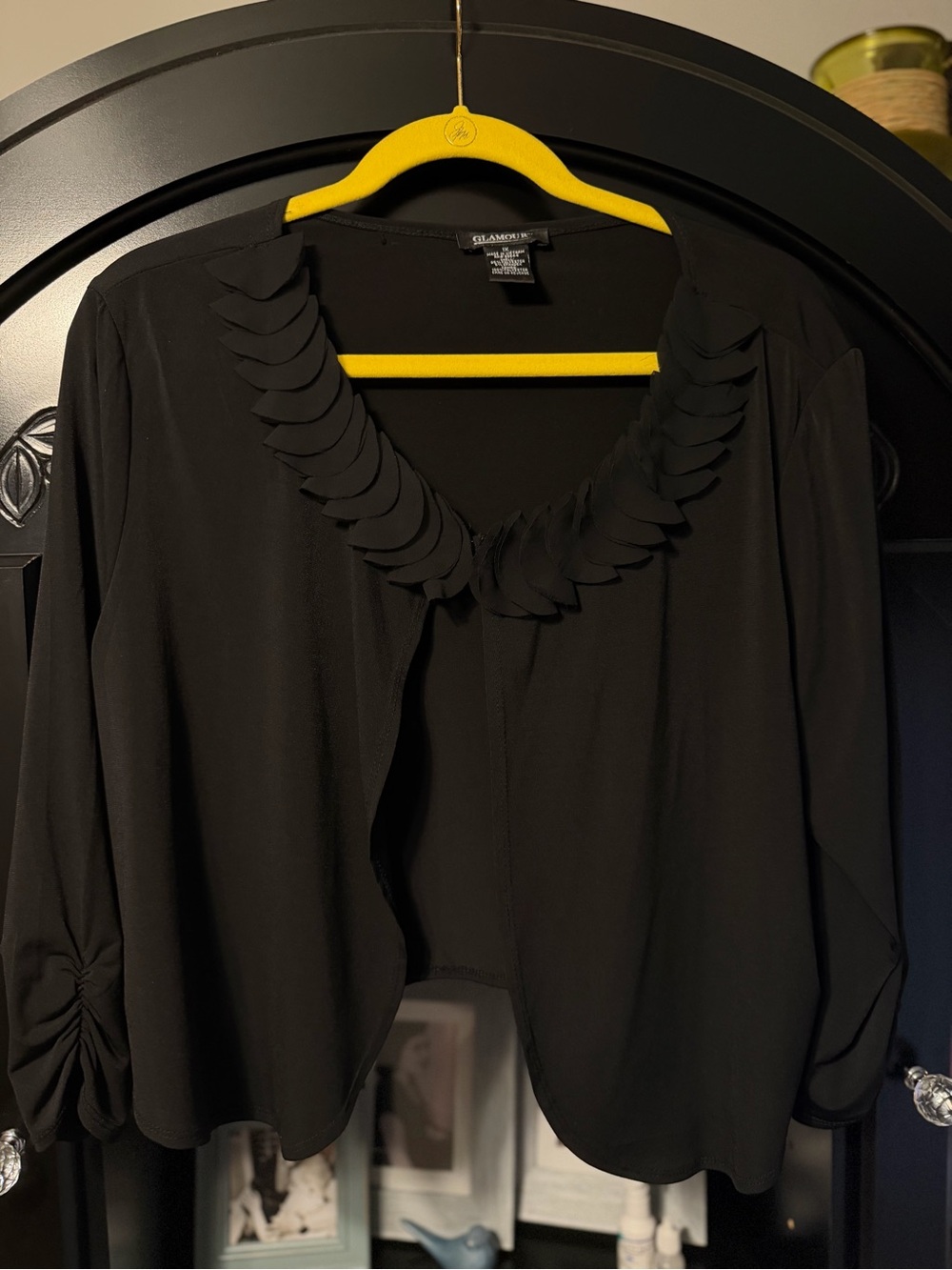 Glamour Brand • Bolero Shrug Cardigan •Black, Quarter Sleeves • Size 1X
